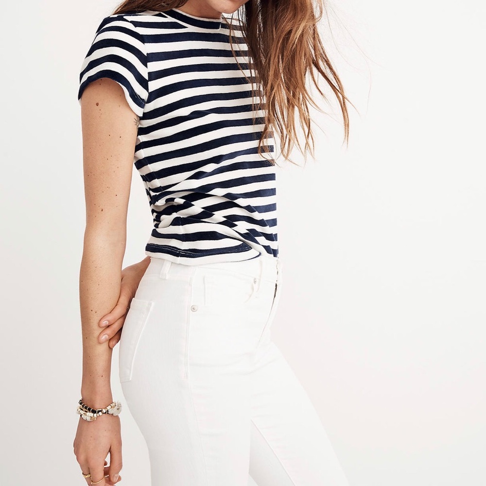 MADEWELL Velour Crewneck Tee in Meg Stripe